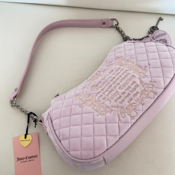 NWT JUICY COUTURE JUICY TALE SHOULDER BAG PURSE LILAC MIST VELOUR - Picture 4 of 6